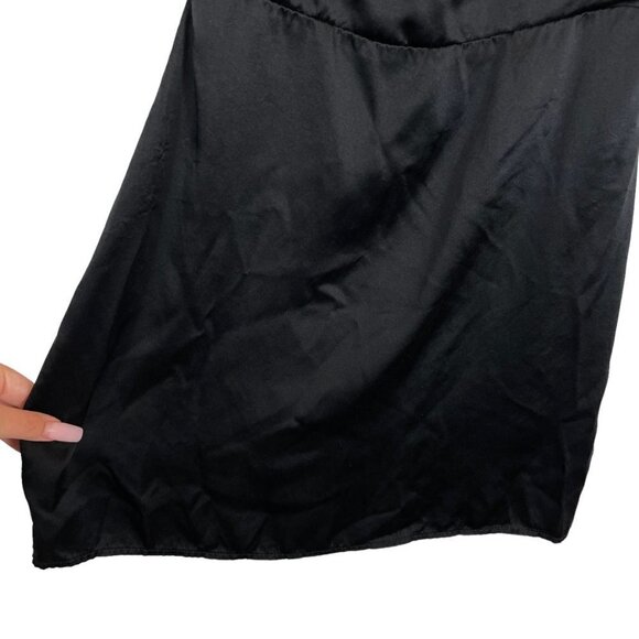 Reformation Encino Silk Sleeveless Smocked Back A-Line Mini Dress Black Sz 4 - Picture 4 of 9